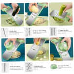 Vegetable Slicer, Vegetable Cutter, Potato Cutter, Multifunctional Tool for Cutting Vegetables, with 5 Blade Settings and Collection Bowl for Thick or Fine Slices, Cucumber Slicer for Fruit Garlic