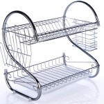 Large Capacity Stainless Steel 2-Layer Dish Drainer Drying Rack for Kitchen Storage