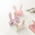 Soft Elastic Women Headwear Bunny Ear Headband Washing Face Snood Bath Spa Hair Band