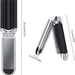 Folding Hairbrush with Mirror Pocket Hair Comb