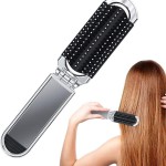 Folding Hairbrush with Mirror Pocket Hair Comb